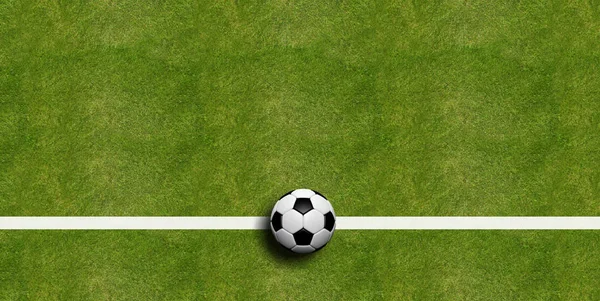 Soccer ball on field grass background. 3d illustration — Stock Photo, Image