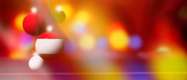Ungarische Flagge auf Weihnachtskugel mit verschwommenem und abstraktem Hintergrund. — Stockfoto