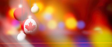 Noel top bulanık ve soyut arka plan ile Kanada bayrağı.