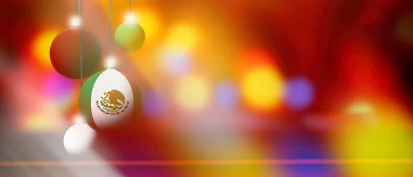 Mexico flag on Christmas ball with blurred and abstract background. — Stock Photo, Image