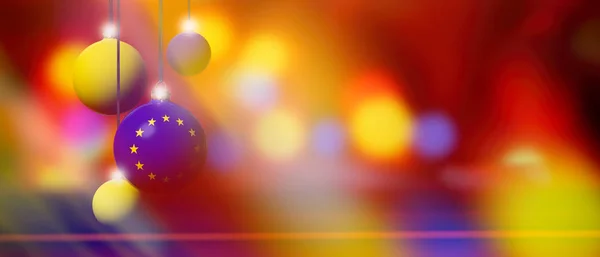 European Union flag on Christmas ball with blurred and abstract background. — Stock Photo, Image