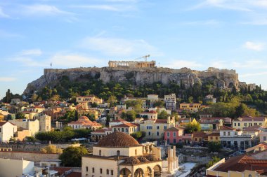 Acropolis rock and Monastiraki. Athens, Greece. clipart