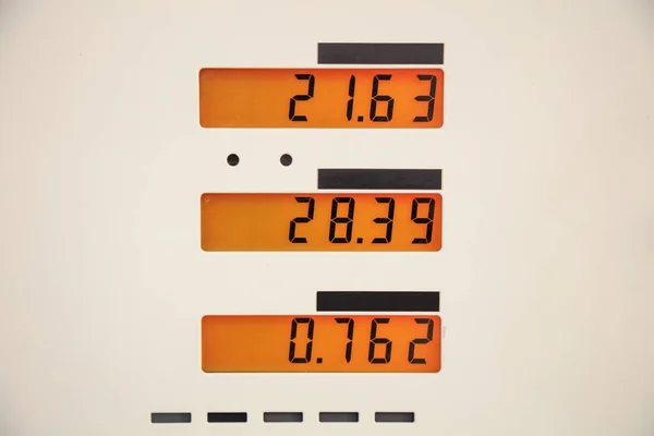 Fuel prices sign at the service station. — Stock Photo, Image