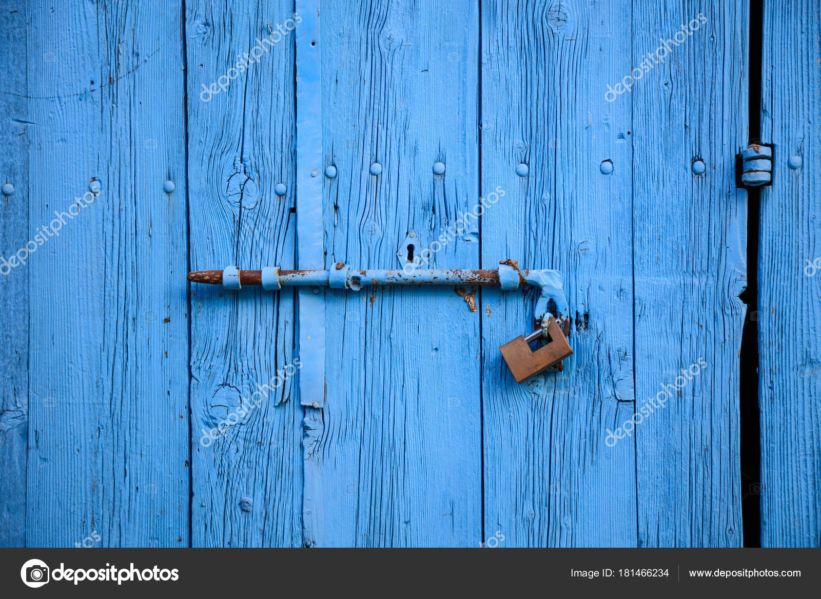 Porte En Bois Lumineuse Bleue Vide Vieux Pour Le Fond