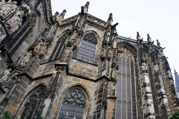 Aachen Katedra Kamień Rzeźba Ozdoba Średniowiecze Gotyk Niemcy Fragment Katedry — Zdjęcie stockowe