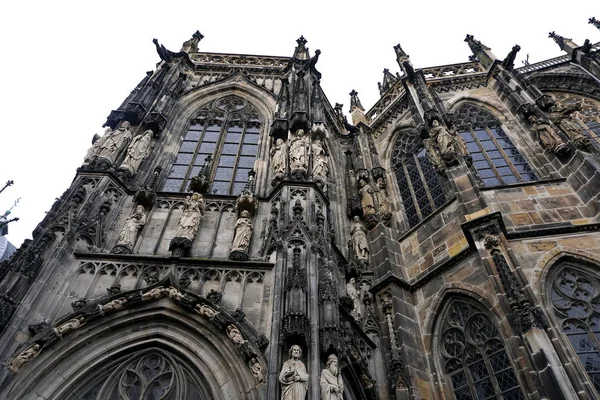 Aquisgrana Cattedrale Pietra Scultura Ornamento Medioevo Gotico Germania Frammento Cattedrale — Foto Stock