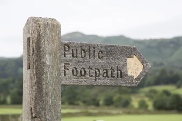 Sinal de caminho público, Grasmere; Lake District — Fotografia de Stock