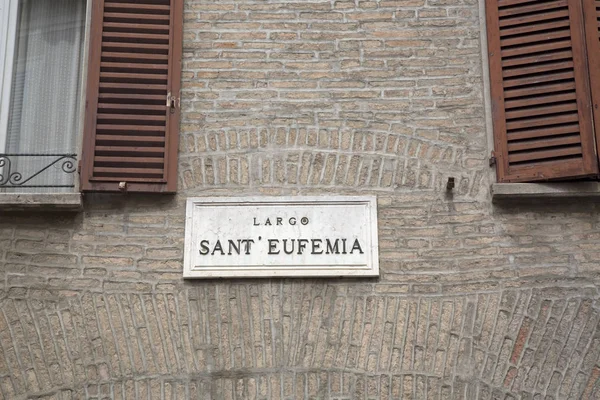 Sant Eufemia ulica znak, Modena — Zdjęcie stockowe