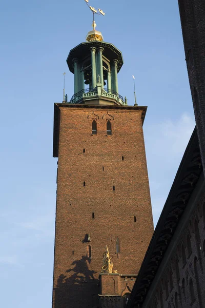 Torre na Câmara Municipal - Stadshuset, Estocolmo — Fotografia de Stock