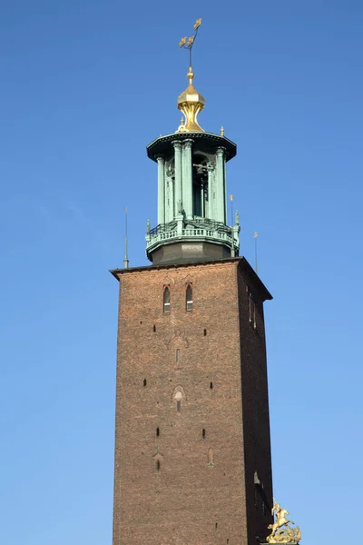 Věž na radnici - Stadshuset; Stockholm; Švédsko — Stock fotografie