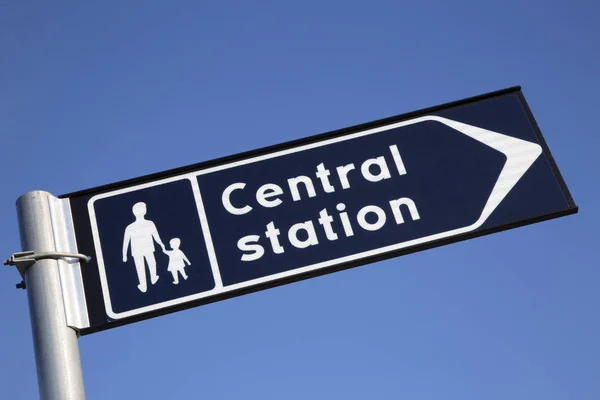 Segno stazione ferroviaria centrale — Foto Stock
