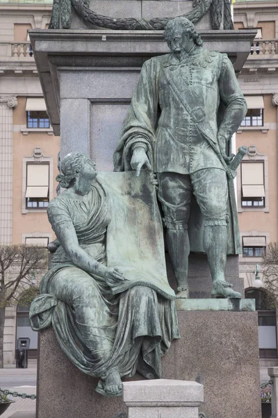 Gustav Ii Adolf szobor mellett Archeveque, Stockholmban — Stock Fotó