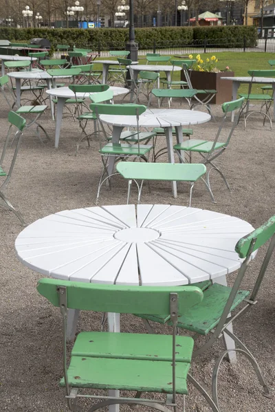 Cafe Table and Chairs; Kings, Garden, Stockholm — Stock Photo, Image