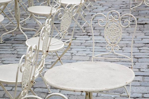 Cafe tafel en stoelen; Stockholm — Stockfoto