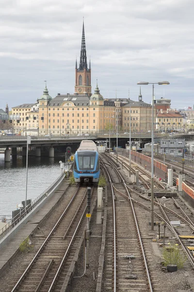 Treno locale; Ponte Centrale; Stoccolma — Foto Stock