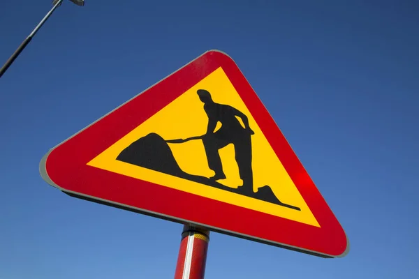都会の道路工事標識 — ストック写真