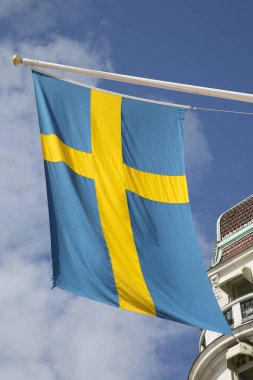 İsveç bayrağı mavi gökyüzü