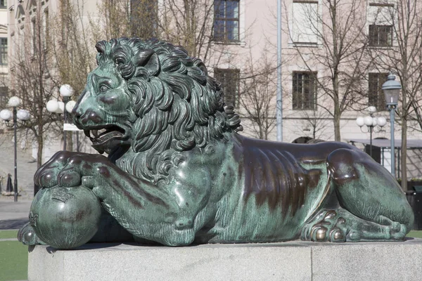 Scultura del leone a Stoccolma — Foto Stock