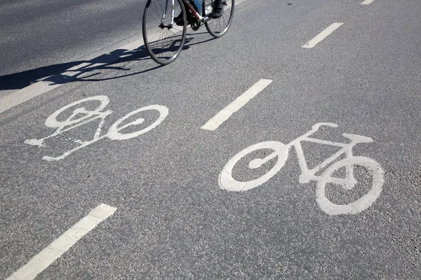 Bike Lane Symbol with Cyclist; Stockholm — Stock Photo, Image