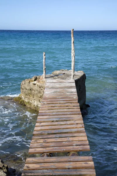 Pier at Hort Cove and Beach; Ibiza — Stock Photo, Image