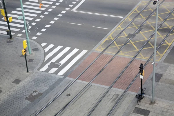 Kruising en Tram Track in Zaragoza, Aragon — Stockfoto