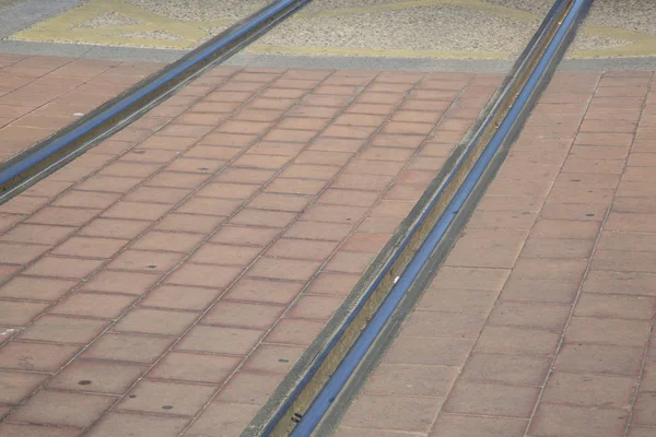 Tramrails in de straten van Saragossa, Aragon — Stockfoto