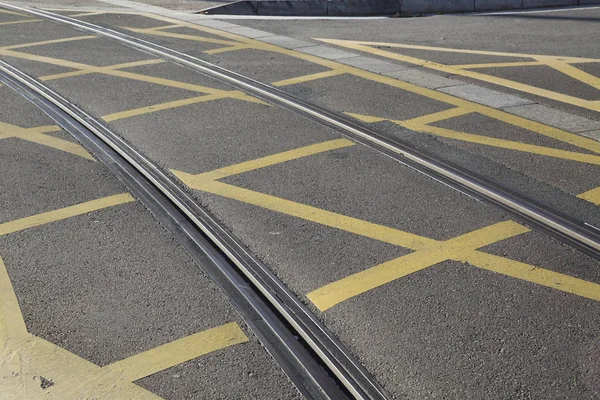 Tram Track op straat in Saragossa — Stockfoto