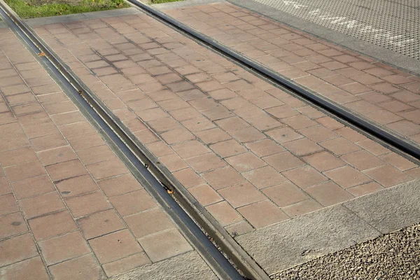 Tram Track op straat in Saragossa — Stockfoto