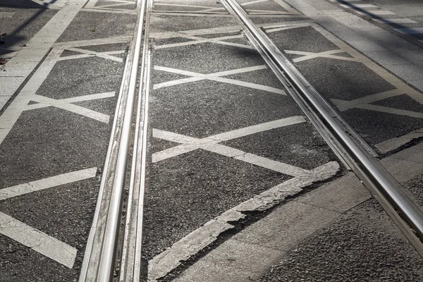 Tram Track op straat in Saragossa — Stockfoto