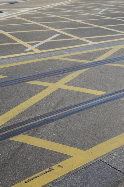 Tram Track op straat in Saragossa — Stockfoto