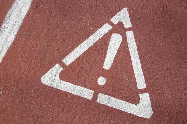 Exclamation Mark Printed on Road Surface — Stock Photo, Image