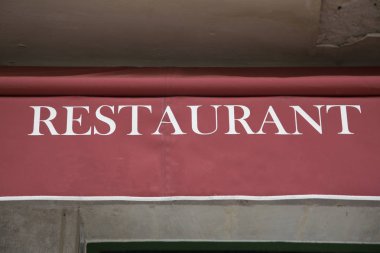 Restoran işareti kırmızı ve beyaz