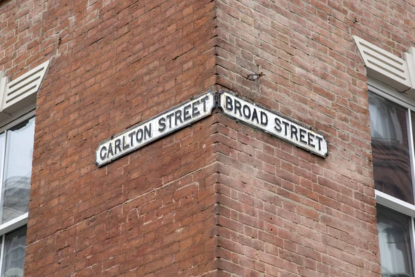 Carlton e Broad Street Signs; Nottingham — Foto Stock