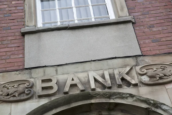 Close-up van Bank teken — Stockfoto