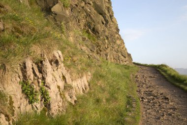Patika üzerinde Salisbury Crags, Holyrood Park, Edinburgh