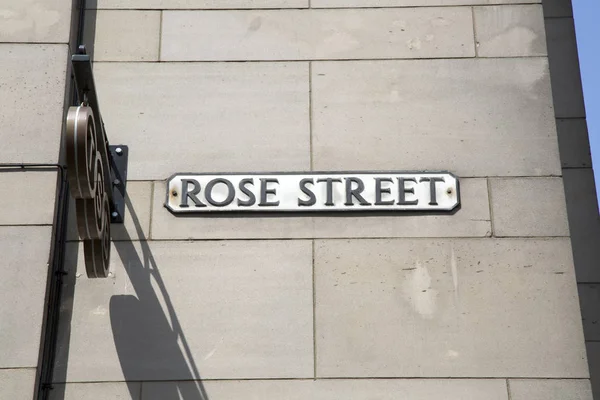 Rose Street znak; Edynburg — Zdjęcie stockowe