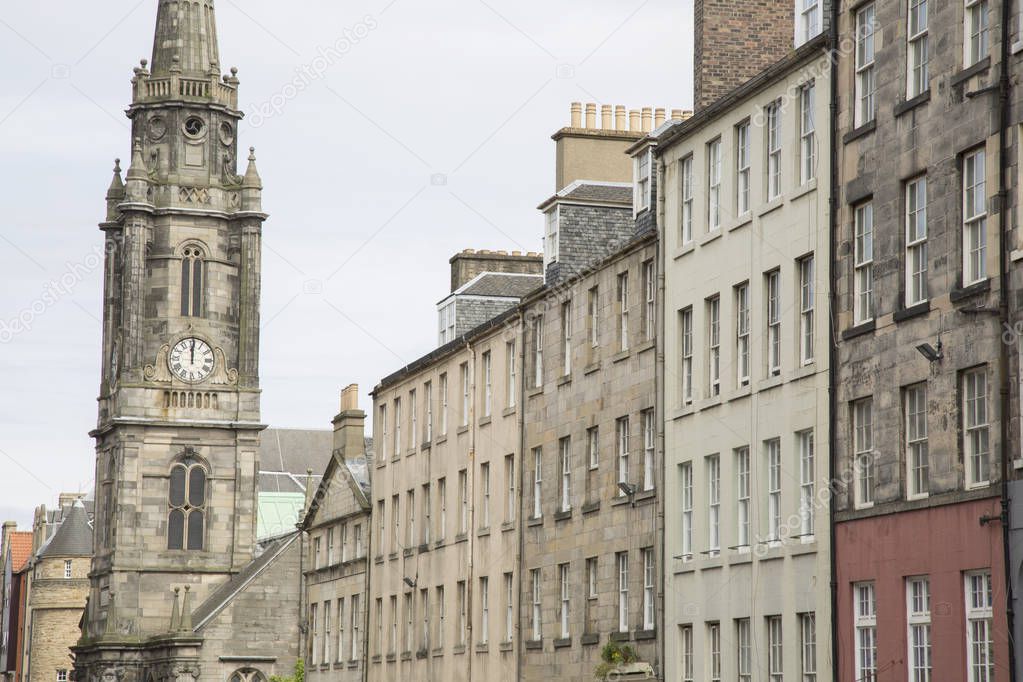 Tron Kirk Church and Royal Mile Street from Cathedral Roof; Edin