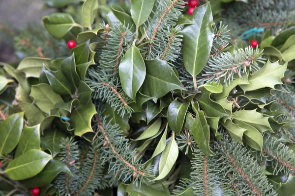 Christmas Decoration with Holly — Stock Photo, Image