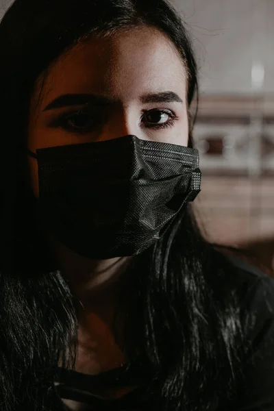 Ung Jente Med Medisinsk Maske Coronavirus – stockfoto