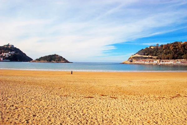 Spiaggia di Concha a San Sebastian, Spagna Immagini Stock Royalty Free