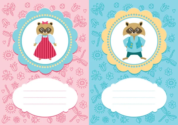 Baby card con procioni — Vettoriale Stock