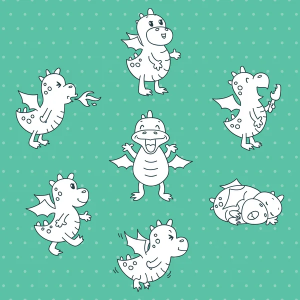 Ensemble de petits dragons — Image vectorielle