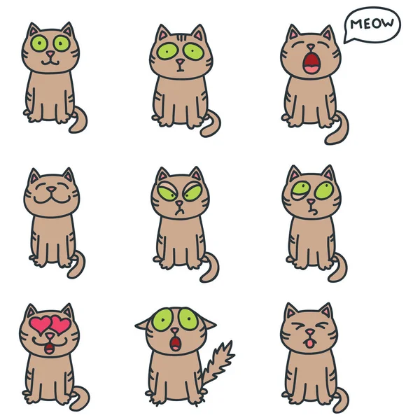 一组有趣的猫 — 图库矢量图片