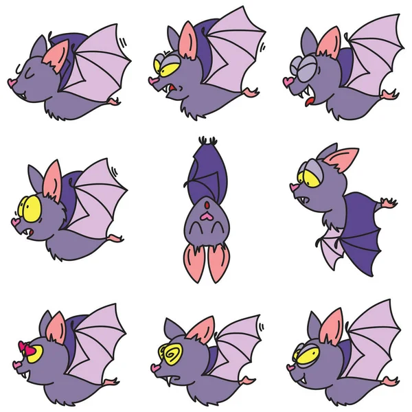 Set di pipistrelli divertenti — Vettoriale Stock