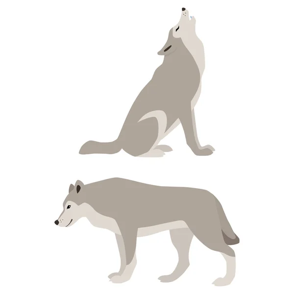 Vytí a chůzi vlci — Stockový vektor