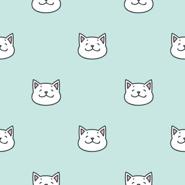Vektör seamless modeli ile sevimli beyaz kediler.