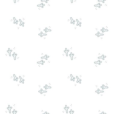 Seamless pattern with bird tracks. Winter monochrome background of doodle bird tracks. Vector 8 EPS. clipart