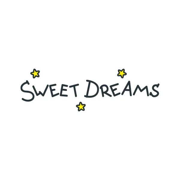 Dulces Sueños Letras Hechas Mano Decoradas Con Estrellas Vector Eps — Vector de stock