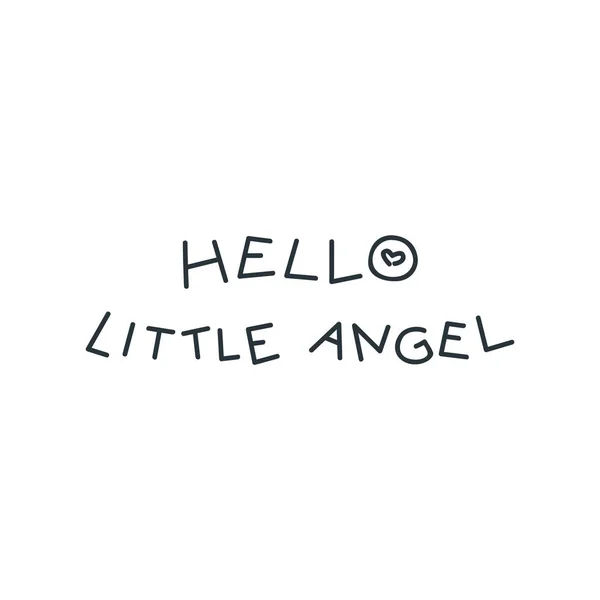 Hello Little Angel Handmade Lettering Isolated White Background Vector Eps — Stock Vector
