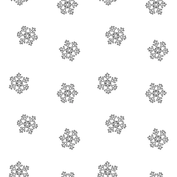 Det Svartvita Mönstret Snöflingor Doodle Illustration Snöflingor Vit Bakgrund Vektor — Stock vektor